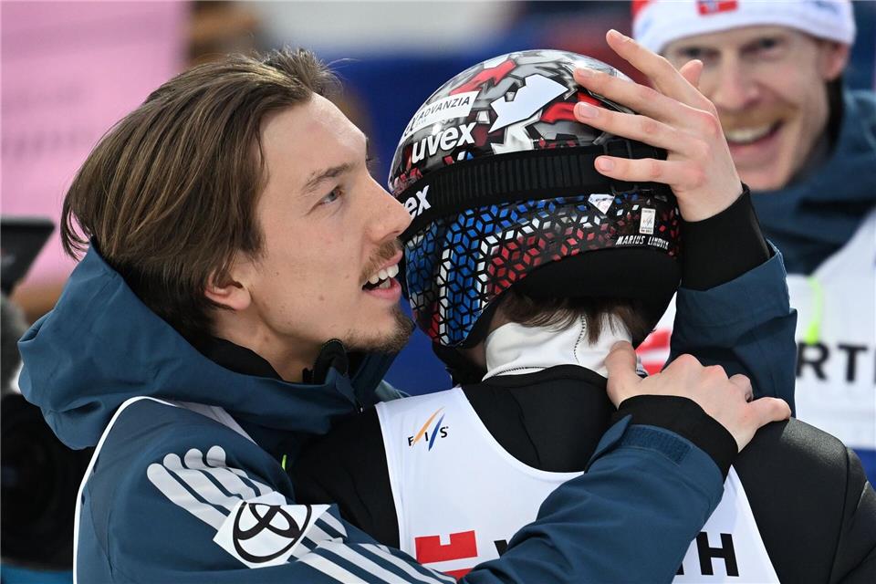 Im Zentrum des Skandals: Forfang und Lindvik.Hendrik Schmidt/dpa