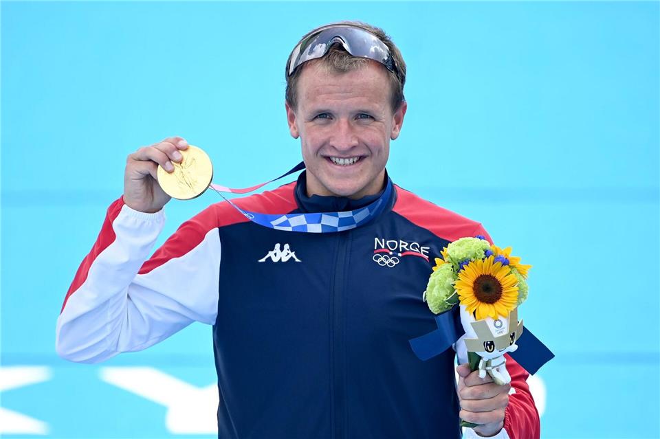 Kampf der Ironman-Giganten: Lange gegen Blummenfelt Im selben Jahr gewann auch Blummenfelt auch noch einem WM-Titel. (Archivbild)Sebastian Gollnow/dpa