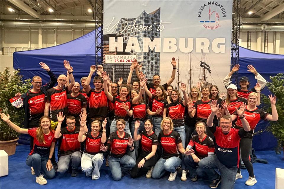 Im wahrsten Wortsinn stark vertreten: Die SG Borken beim Haspa-Marathon in Hamburg.