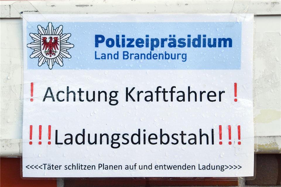 In Brandenburg hat der Diebstahl von Ladung etwas abgenommen - doch der Schaden ist gestiegen. (Archivbild)picture alliance / Patrick Pleul/dpa-Zentralbild/dpa