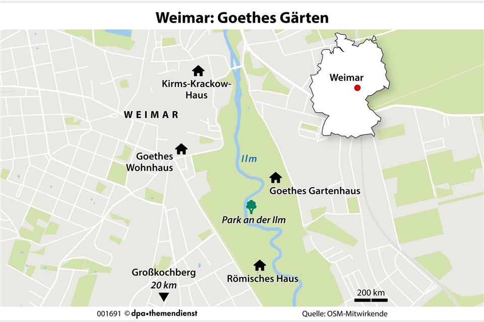 In Weimar verewigte sich Goethe nicht nur dichtend, sondern sich auch gärtnerisch.dpa-infografik/dpa-tmn