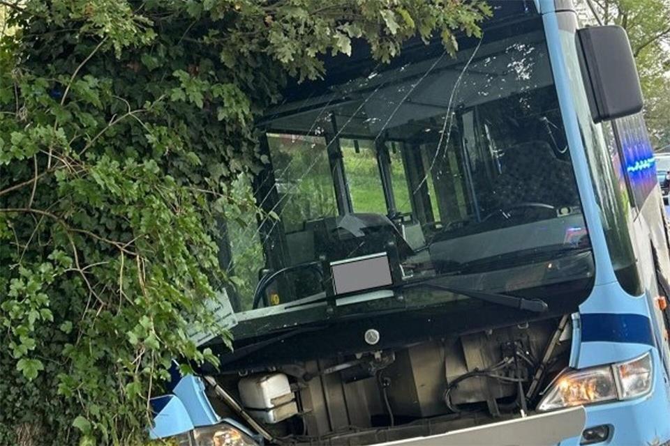 In dem Bus saßen nach Polizeiangaben Kinder im Alter zwischen 10 und 14 Jahren. (Handoutbild)-/Polizei Paderborn/dpa