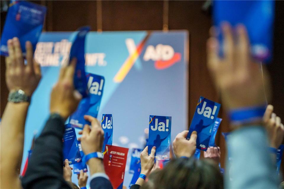 In den Hessenhallen gründete sich die neue AfD-Jugendorganisation mit Namen Generation Deutschland (GD).Andreas Arnold/dpa