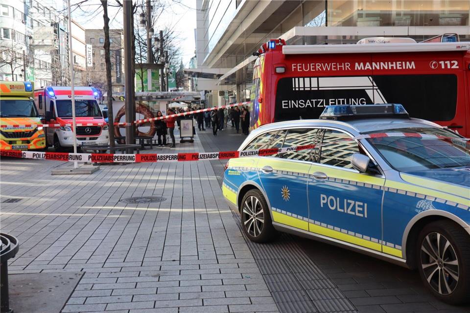 In der Innenstadt von Mannheim kam es an Rosenmontag zu einem großen Polizeieinsatz. René Priebe/dpa