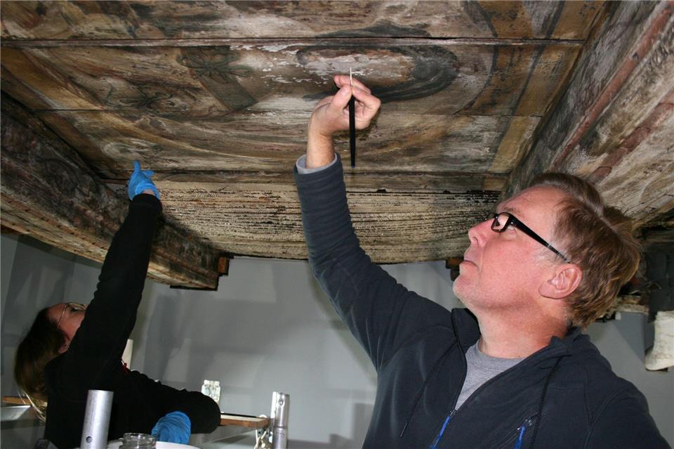 Fast 500 Jahre altes Deckengemälde in Supermarkt entdeckt  In einem ehemaligen Supermarkt mitten in Lüneburg wurde vor Jahrzehnten ein Deckengemälde entdeckt.Kai Moorschlatt/-/dpa