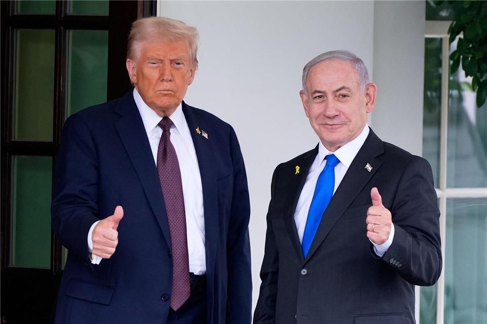 Israels Ministerpräsident Benjamin Netanjahu traf US-Präsident Donald Trump am Montag im Weißen Haus.Alex Brandon/AP/dpa