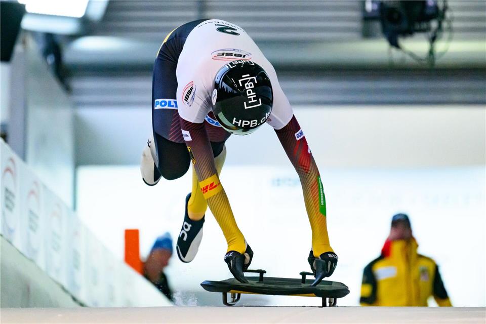 Jacqueline Pfeifer (Deutschland) fährt bei der Skeleton-EM in St. Moritz aufs Podium. (Archivbild)Robert Michael/dpa
