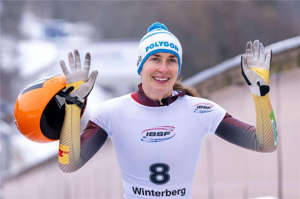 Jacqueline Pfeifer gewinnt wieder einen Skeleton-Weltcup. Auf der neuen Olympia-Bahn in Cortina überrascht sie alle. (Archivbild)David Inderlied/dpa