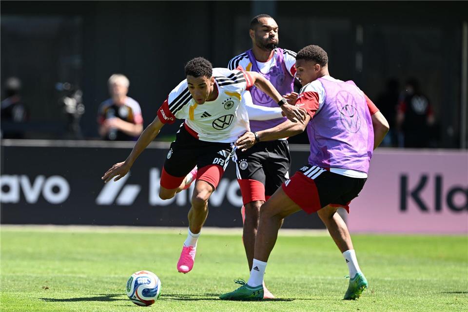 Jamal Musiala, Jonathan Tah und Malick Thiaw hätte auch für andere Länder spielen können.Federico Gambarini/dpa