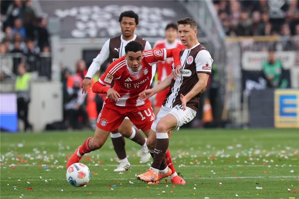 Jamal Musiala im Spiel beim FC St. Pauli.Christian Charisius/dpa