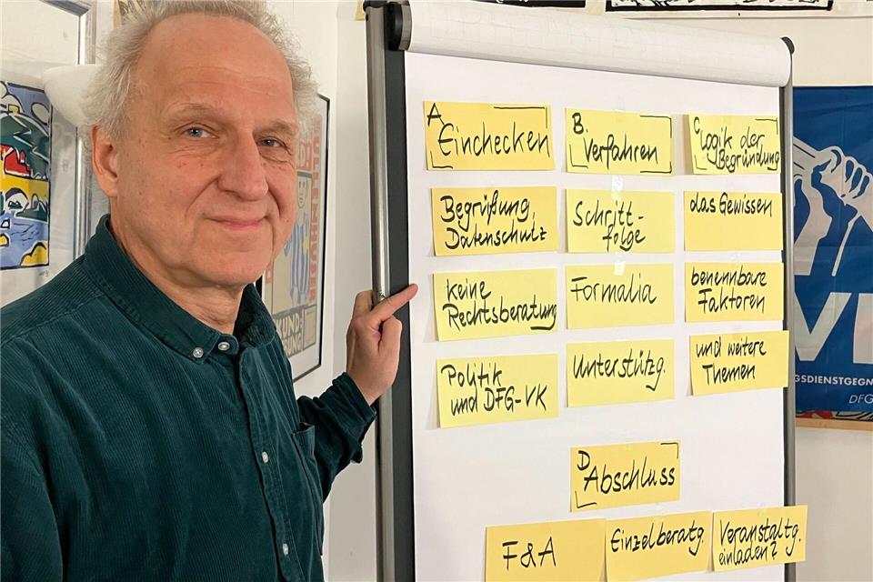 Jörg Rode hilft jungen Menschen, die den Wehrdienst verweigern wollen.Sandra Trauner/dpa