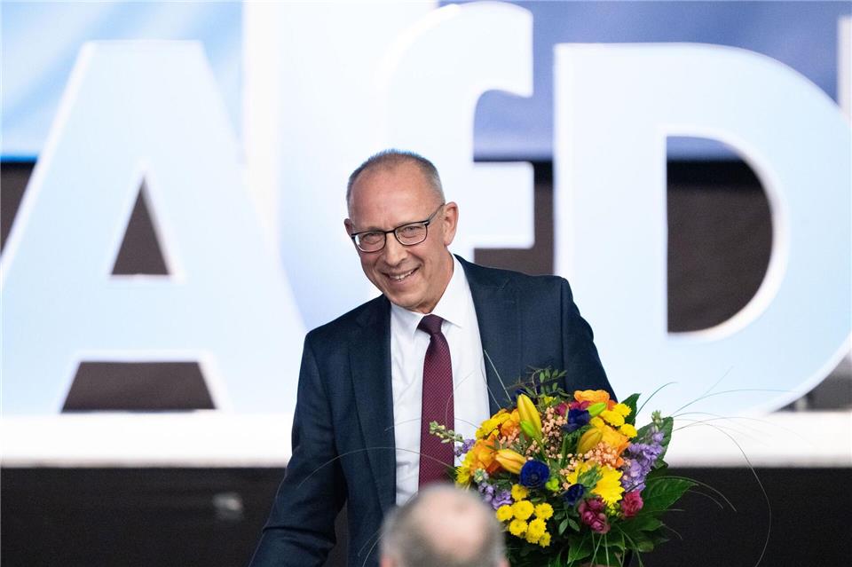 Jörg Urban bleibt für weitere zwei Jahren Vorsitzender der sächsischen AfD.Sebastian Kahnert/dpa