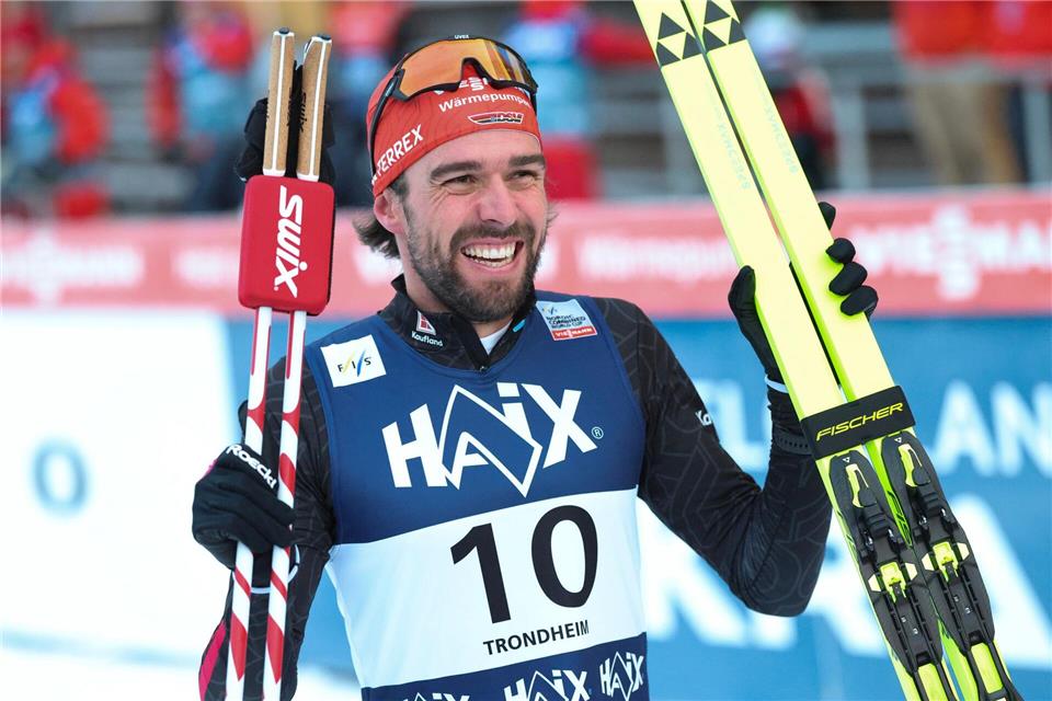 Johannes Rydzek hat in Otepää Grund zur Freude. (Archivbild)Geir Olsen/NTB/dpa