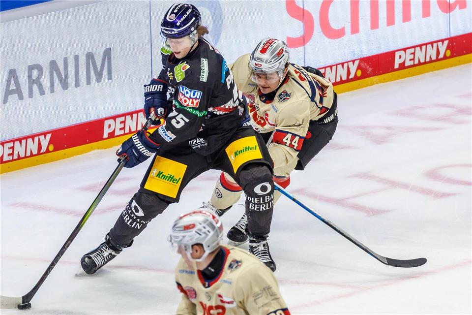 Josef Eham (r) bleibt ein Ice Tiger.Andreas Gora/dpa