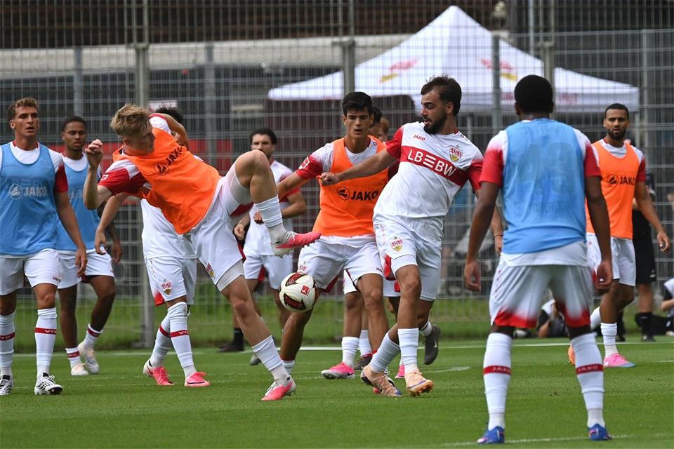 Jovan Milosevic (3.v.r.) steht beim VfB vor dem Abschied. (Archivbild)Jennifer Kramer/dpa