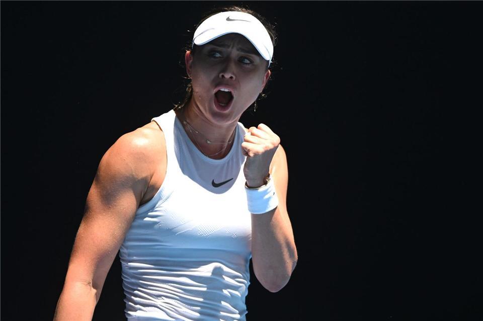 Jubelt über einen überraschenden Halbfinal-Einzug: Paula Badosa.Lukas Coch/AAP/dpa