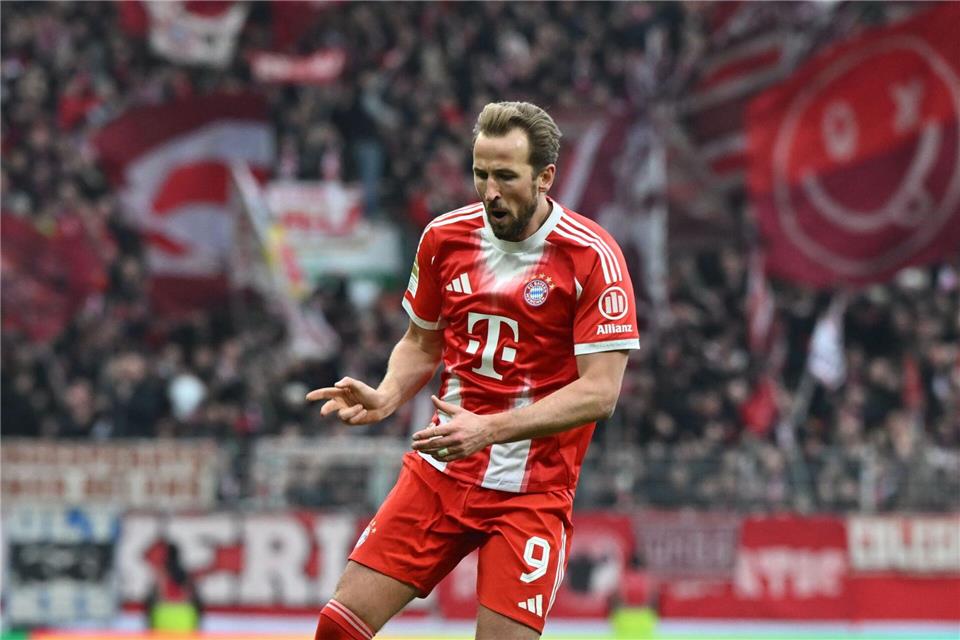 Jubelt über sein 500. Karrieretor: Harry Kane von Bayern München.Carmen Jaspersen/dpa