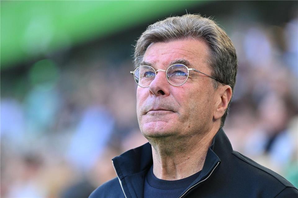 Jubiläum mitten im Abstiegskampf: Wolfsburgs Trainer Dieter Hecking. (Archivbild)Swen Pförtner/dpa