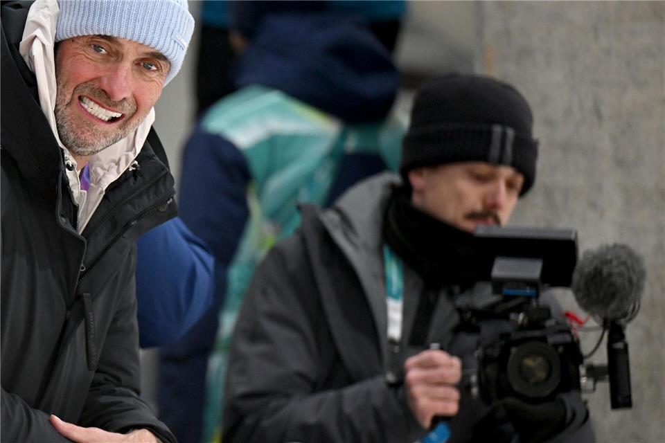 Jürgen Klopp fieberte beim Finallauf an der Olympia-Bahn mit.Robert Michael/dpa