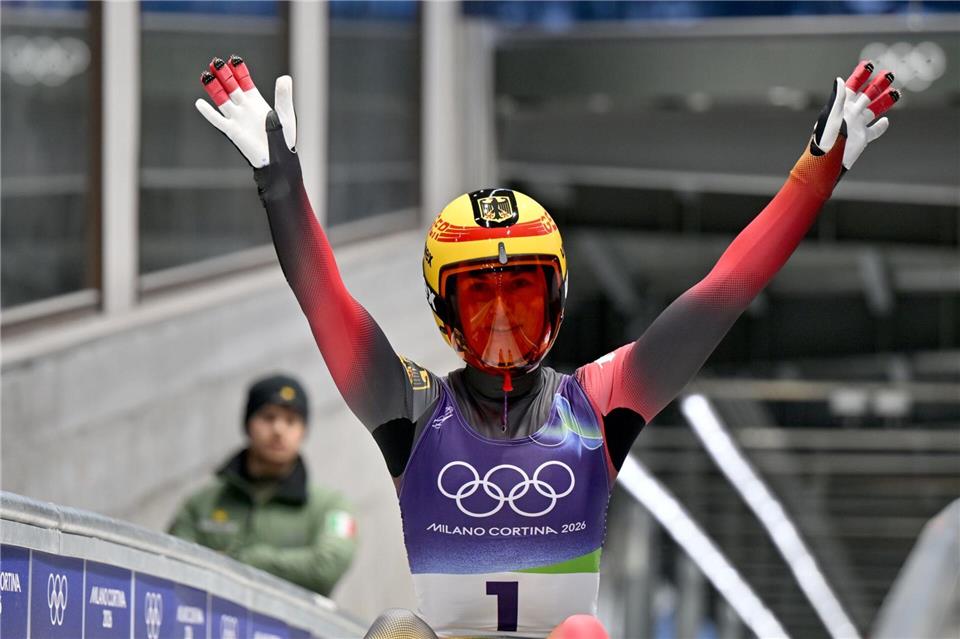 Julia Taubitz sicherte sich erstmals Olympia-Gold.Robert Michael/dpa