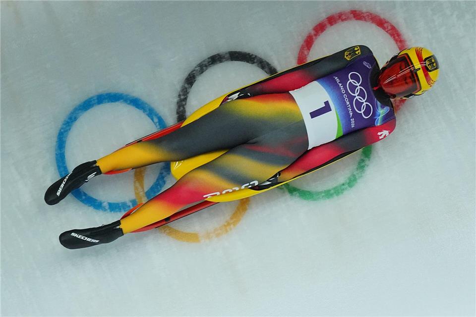 Julia Taubitz siegte nach vier Läufen in Cortina klar.Michael Kappeler/dpa