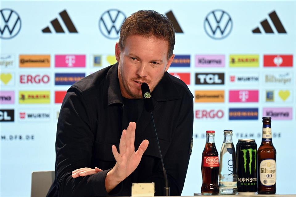 Julian Nagelsmann berichtet über seine Torwart-Pläne. Federico Gambarini/dpa