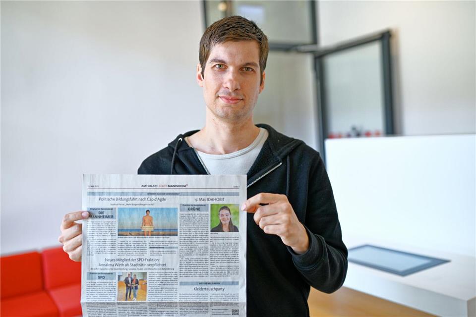 Julien Ferrat, Stadtrat der Mannheimer Wählervereinigung „Die Mannheimer“, hatte im Mai im Amtsblatt zu einem FKK-Swinger-Urlaub in Frankreich aufgerufen. (Archivbild)Uwe Anspach/dpa