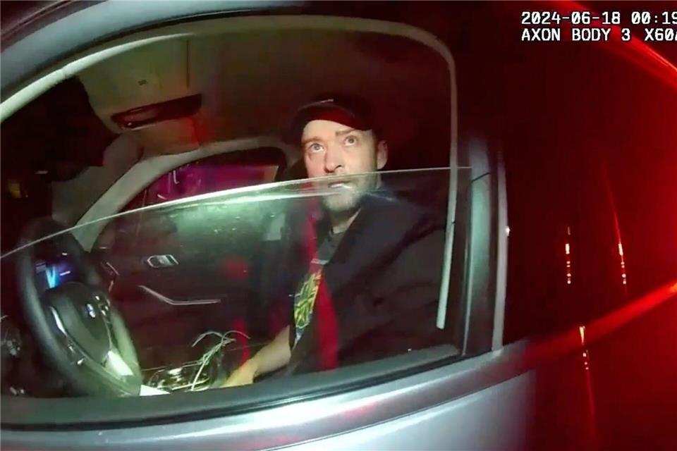 Justin Timberlake bei seiner Verhaftung durch die Polizei in Sag Harbor am 18. Juni 2024.Uncredited/Sag Harbor Police Department/AP/dpa