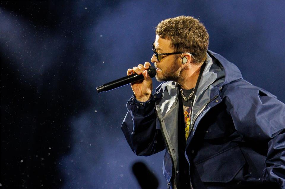 Justin Timberlake performt seine Hits auf dem Lollapalooza in Berlin.Carsten Koall/dpa