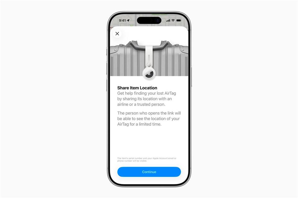 Kam der Koffer nicht am Zielflughafen an? Mit der Teilen-Funktion kann man den Standort mit mehr als 50 Airlines teilen. Dann wird er hoffentlich schneller gefunden.Apple Inc./dpa-tmn