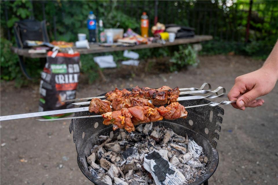 Kann ganz schön qualmen: Grill im Park. (Archivbild)Christophe Gateau/dpa