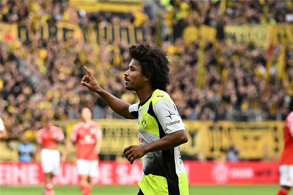 Karim Adeyemi hatte zuletzt viel Grund zur Freude.Torsten Silz/dpa