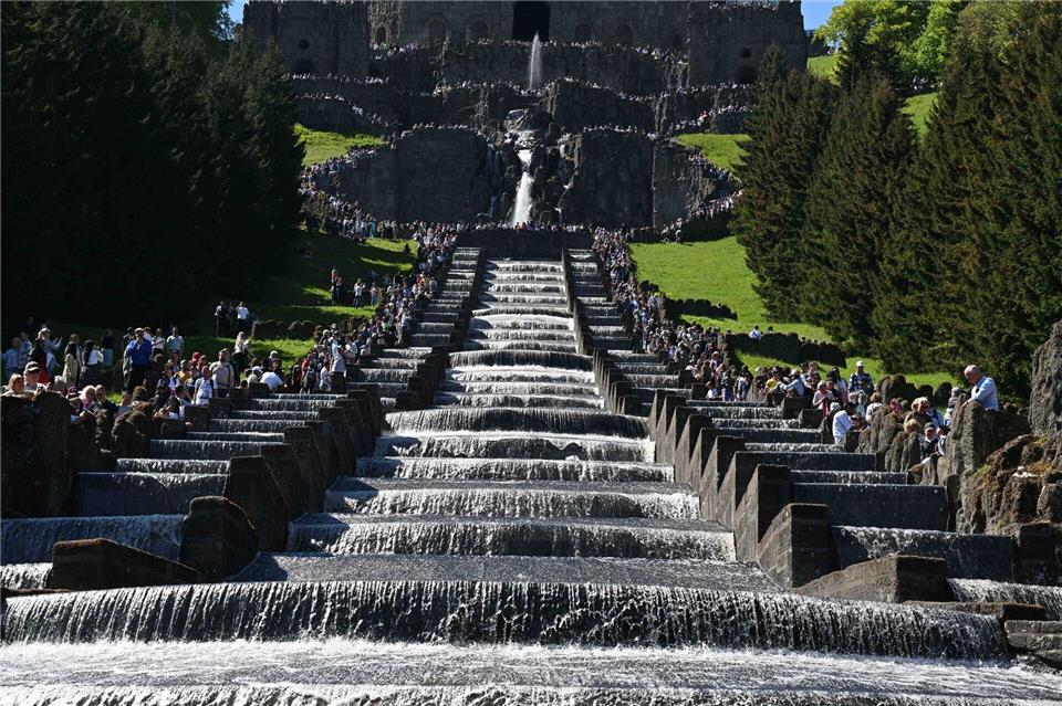 Kassel ist stolz auf seine Wasserspiele im Bergpark Wilhelmshöhe.Swen Pförtner/dpa