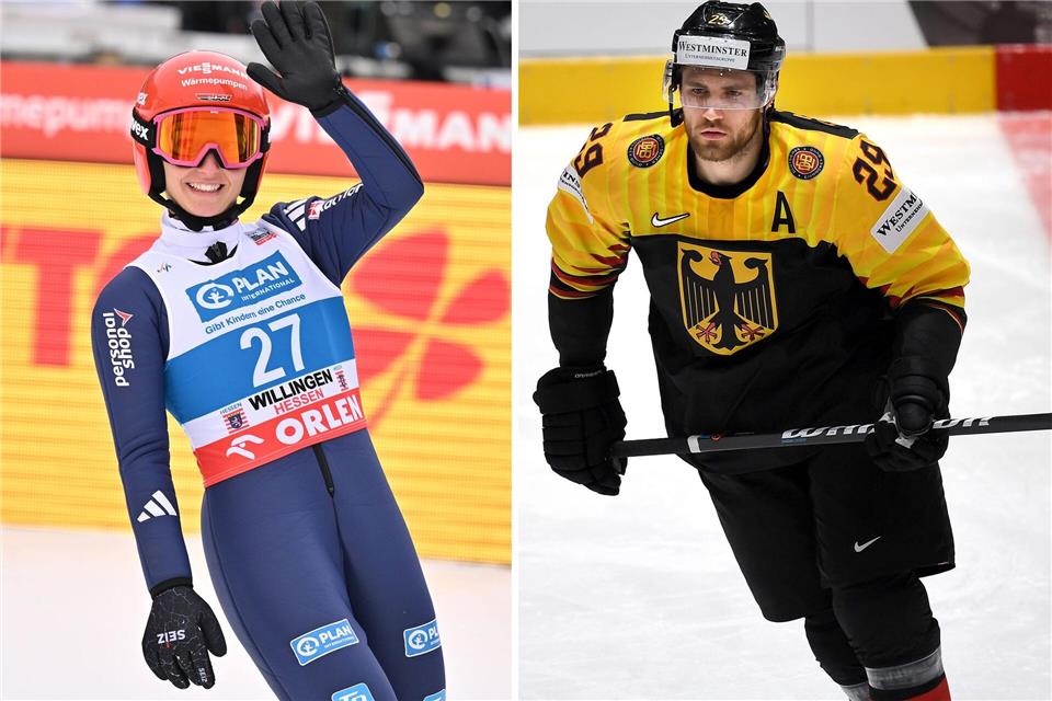 Katharina Schmid in Predazzo und Leon Draisaitl in Mailand führen das deutsche Team bei der Eröffnungsfeier als Fahnenträger anSwen Pförtner/Monika Skolimowska/dpa