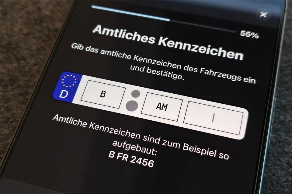 Kennzeichen eintragen, Ausweis scannen - und man kann den Fahrzeugschein herunterladen.Till Simon Nagel/dpa-tmn
