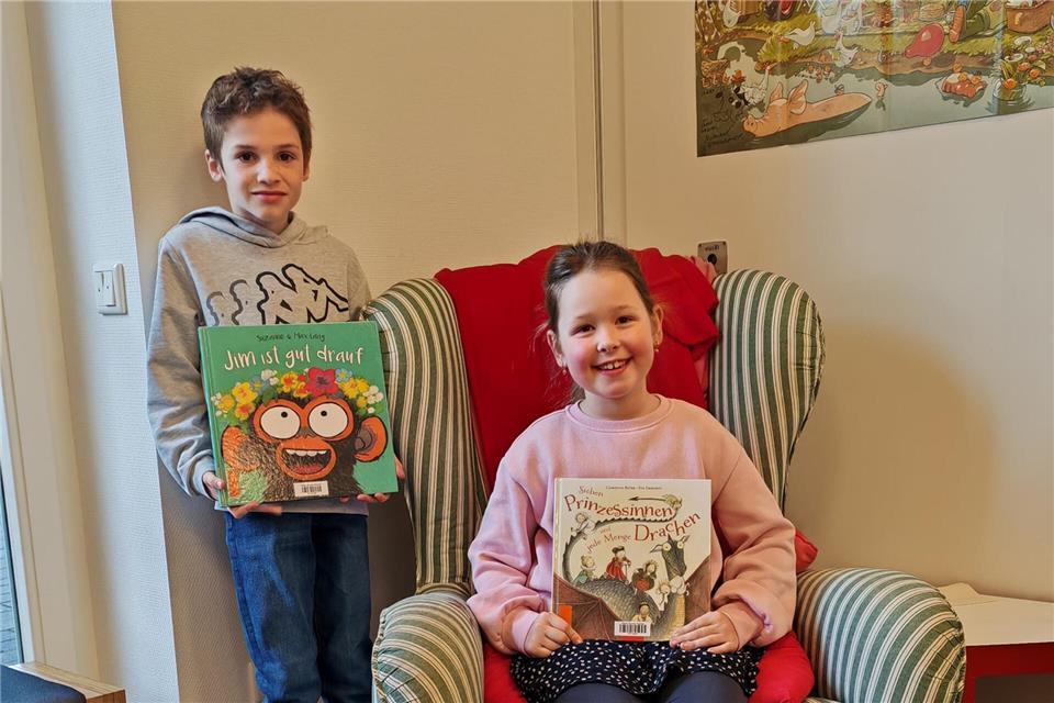 Kinder lesen für Kinder: Florian Steinkamp und Hanna Schmidt haben dabei zwei Bücher vorgestellt.