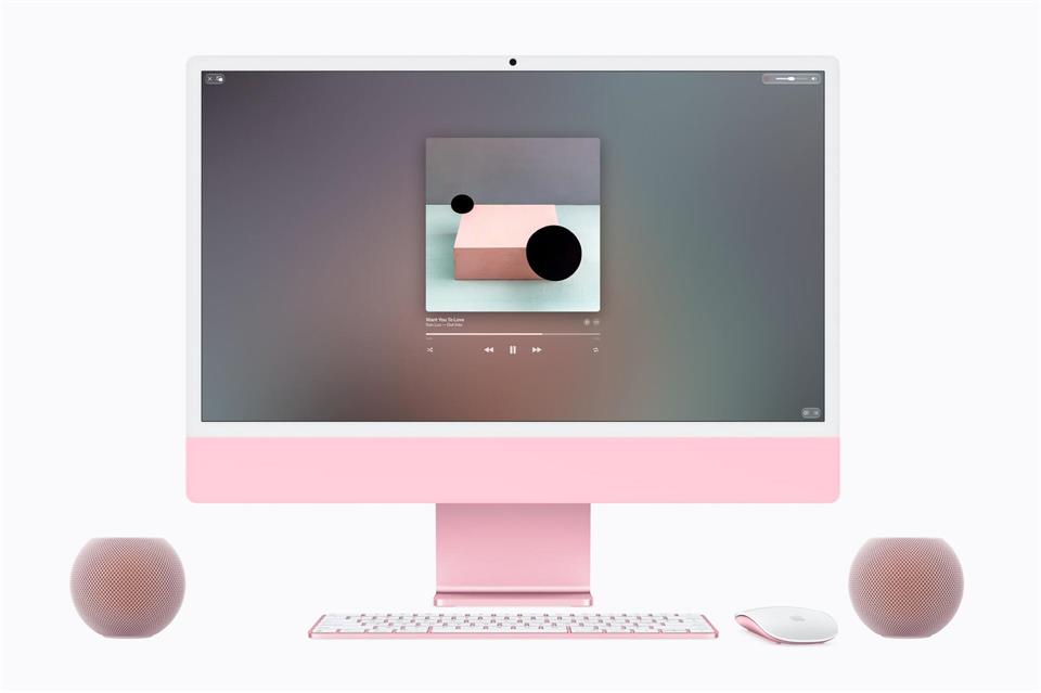 Klassisch: Der HomePod Mini 2 als Stereopaar an einem iMac.Apple/dpa-tmn
