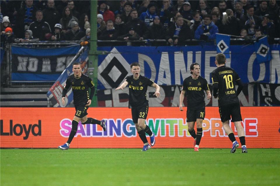 Kölns Said El Mala (l) jubelt nach seinem Treffer zum 1:1.Gregor Fischer/dpa