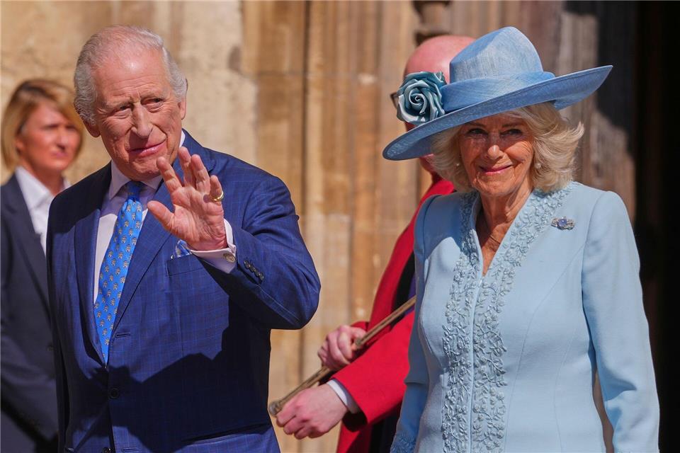 König Charles III. und Königin Camilla beim traditionellen Ostergottesdienst auf Schloss Windsor.Kirsty Wigglesworth/AP Pool/AP/dpa