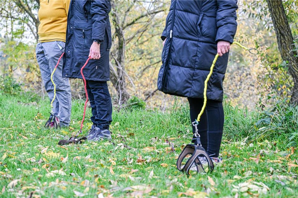 Körperhaltung! Bei den Trockenübungen sollen die Hundeführer besonders ihr eigenes Verhalten im Blick haben.Jason Tschepljakow/dpa