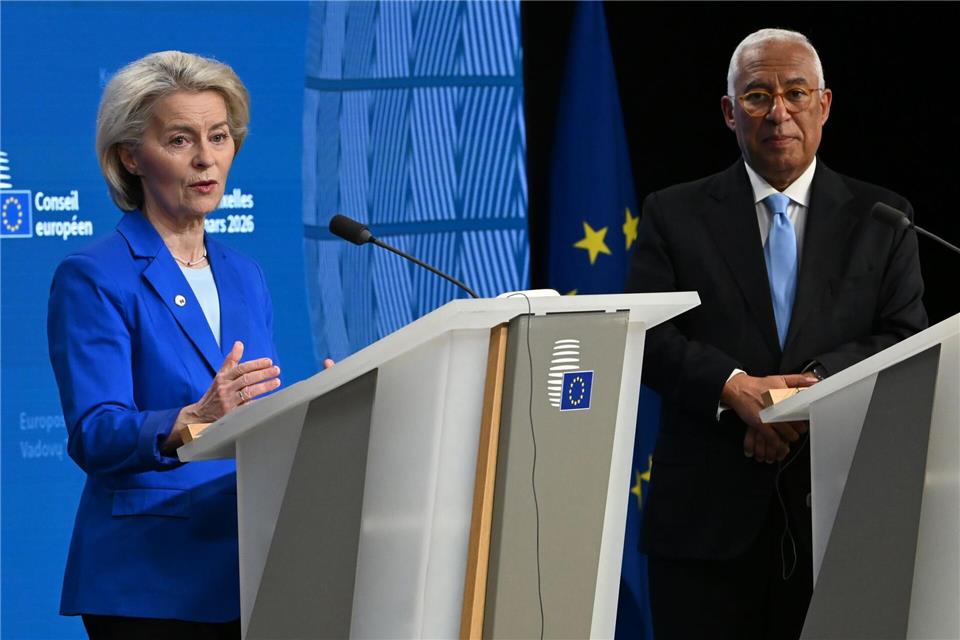 Kommissionspräsidentin Ursula von der Leyen und Ratspräsident António Costa müssen auf Merz‘ Brief reagieren. (Archivbild)Markus Lenhardt/dpa