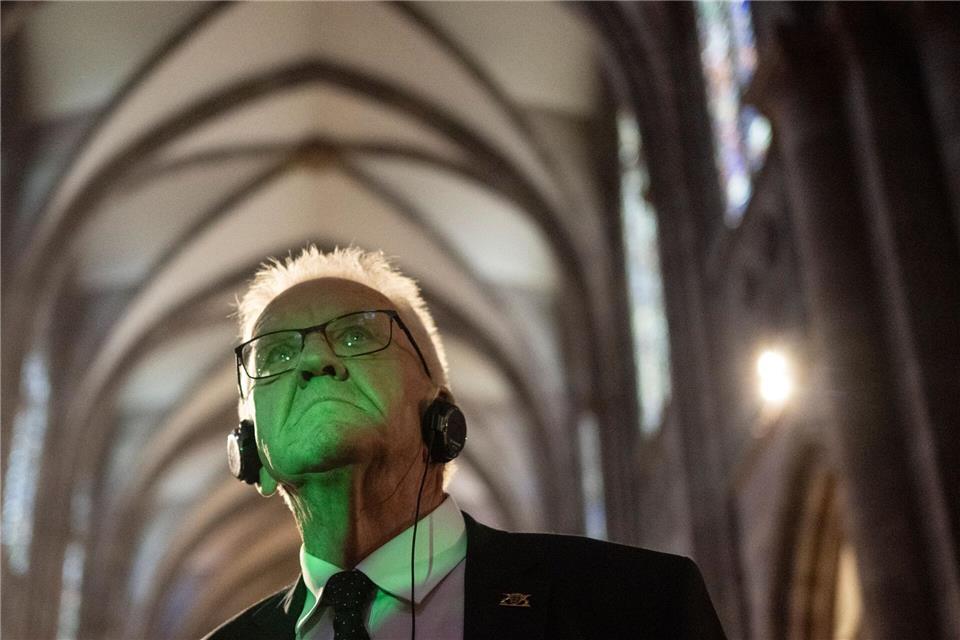Kretschmann war mehr als angetan von der Besichtigung des Straßburger Münsters.Marijan Murat/dpa