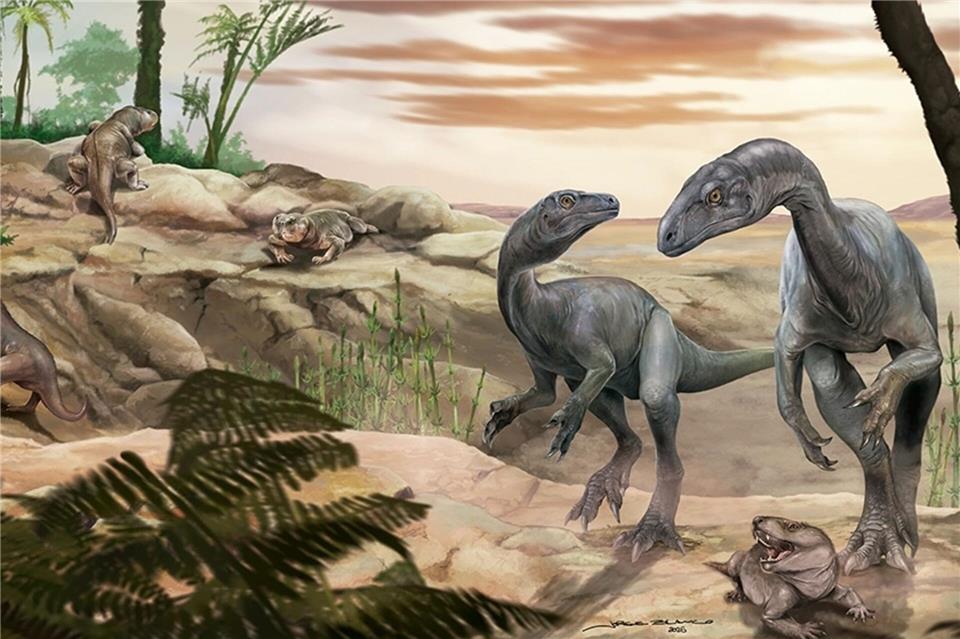 Künstlerische Darstellung des Dinosauriers Huayracursor jaguensisJorge Blanco/CONICET Argentina/dpa
