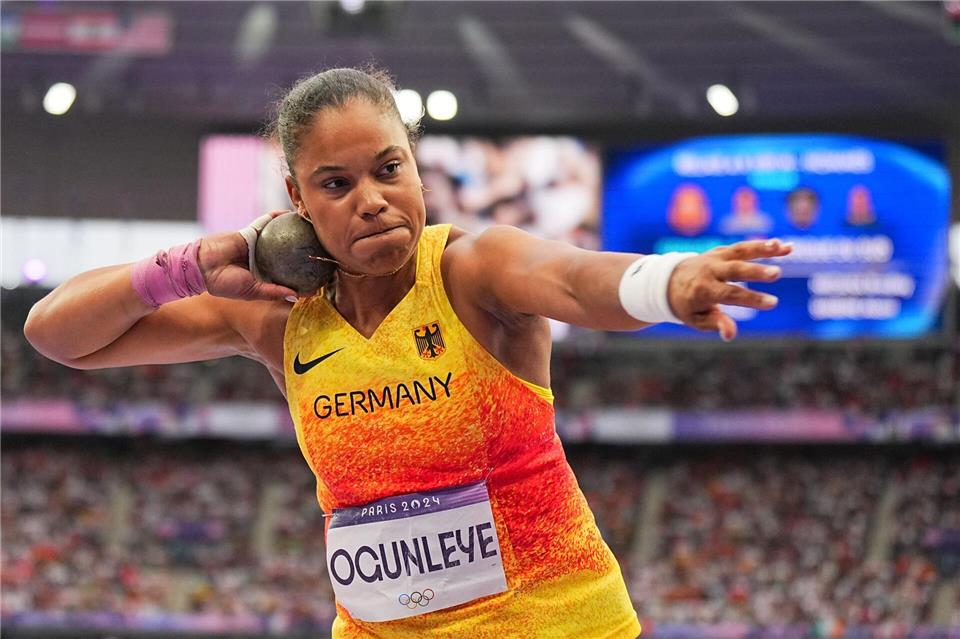 Kugelstoß-Olympiasiegerin Yemisi Ogunleye belegte bei der Team-EM in Madrid den zweiten Platz.Michael Kappeler/dpa