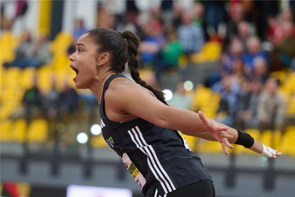 Kugelstoßerin Yemisi Ogunleye überzeugte mit einer persönlichen Bestleistung.Bernd Thissen/dpa