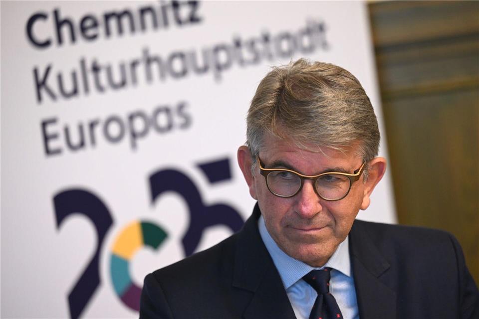 Kulturstaatsminister Wolfram Weimer lobte bei seinem Besuch Europas Kulturhauptstadt 2025 Chemnitz. Hendrik Schmidt/dpa