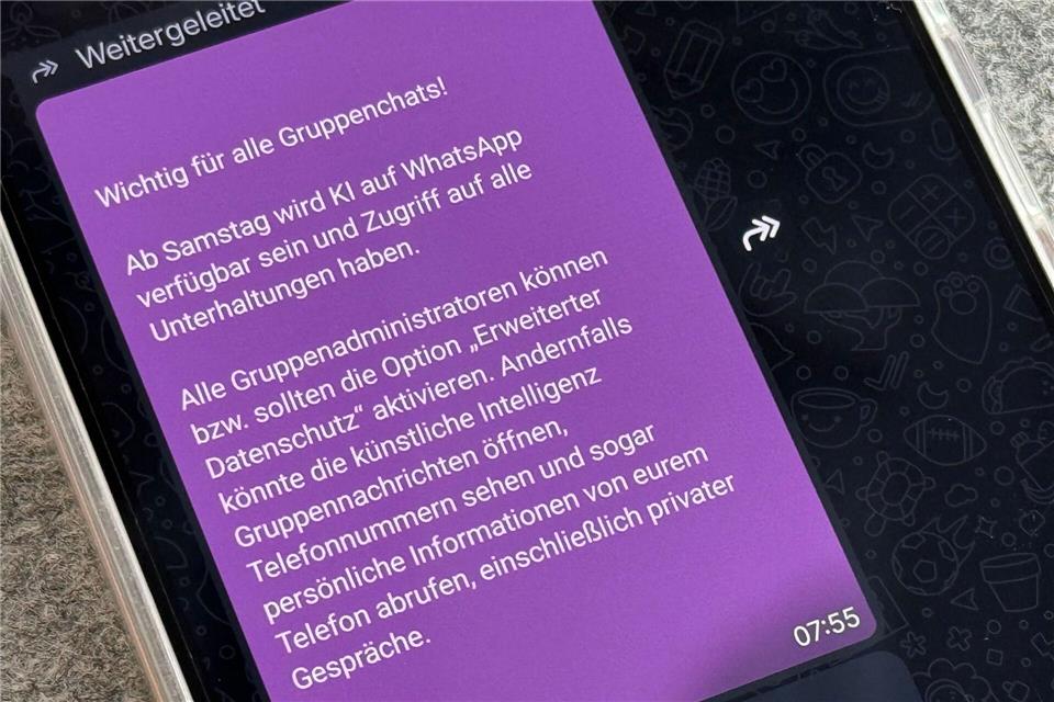 Kurz durchatmen, dann weg damit: Wer so einen KI-Kettenbrief bekommt, muss nichts „ab Samstag“ einstellen – am besten einfach löschen.Till Simon Nagel/-/dpa-tmn