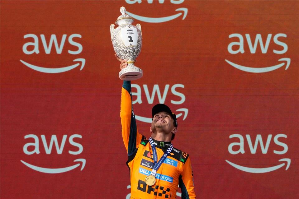 Lando Norris triumphiert auf dem Hungaroring.Darko Bandic/AP/dpa