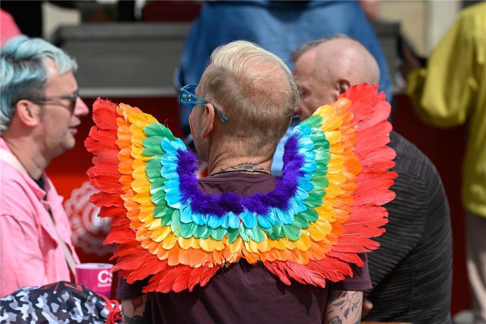 Laut Polizei nahmen etwa 2.700 Personen am CSD teil.Heiko Rebsch/dpa