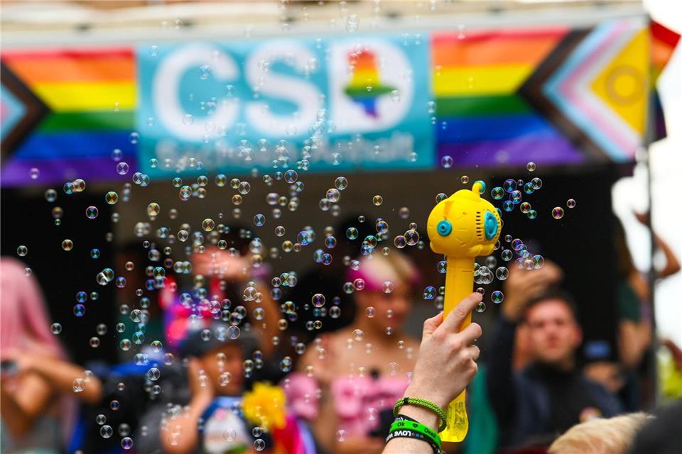 Laut und bunt treten die Menschen beim CSD für Vielfalt und Toleranz ein. (Archivbild)Heiko Rebsch/dpa
